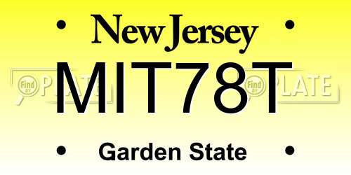 MIT78T New Jersey License Plate
