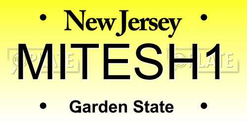 MITESH1 New Jersey License Plate
