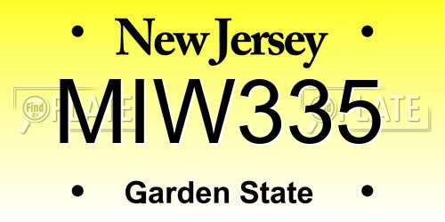 MIW335 New Jersey License Plate
