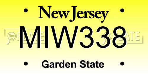 MIW338 New Jersey License Plate