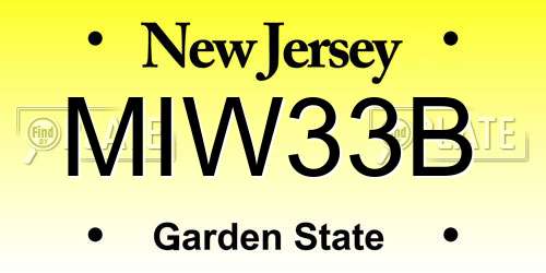 MIW33B New Jersey License Plate