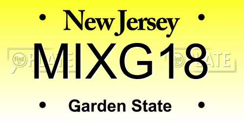 MIXG18 New Jersey License Plate