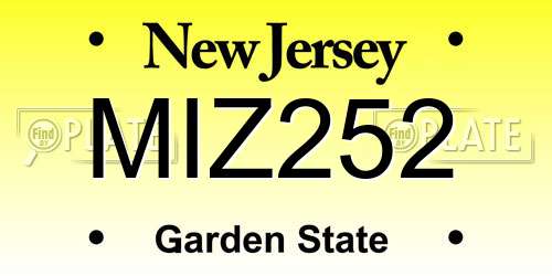 MIZ252 New Jersey License Plate
