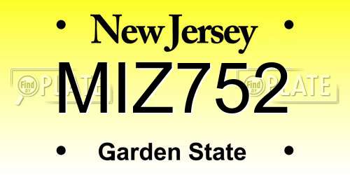 MIZ752 New Jersey License Plate
