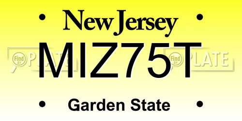 MIZ75T New Jersey License Plate