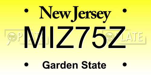 MIZ75Z New Jersey License Plate