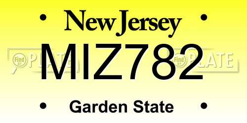 MIZ782 New Jersey License Plate