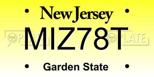 MIZ78T New Jersey License Plate