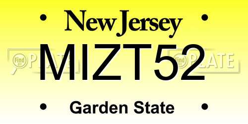 MIZT52 New Jersey License Plate