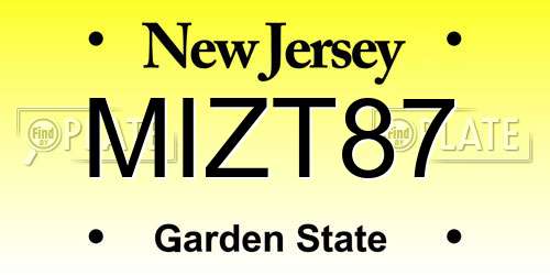 MIZT87 New Jersey License Plate