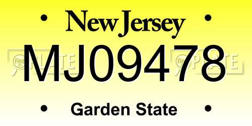 MJ09478 New Jersey License Plate