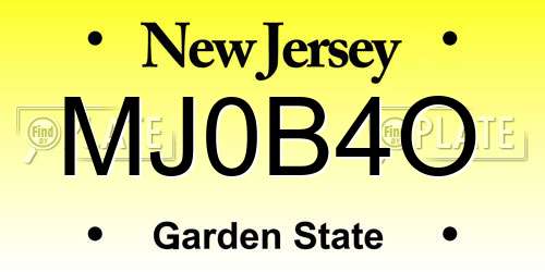 MJ0B4O New Jersey License Plate