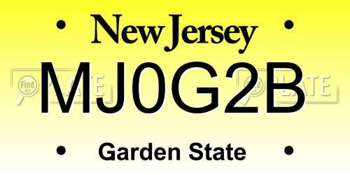 MJ0G2B New Jersey License Plate