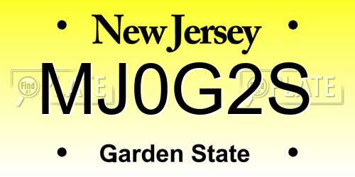 MJ0G2S New Jersey License Plate
