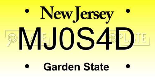 MJ0S4D New Jersey License Plate