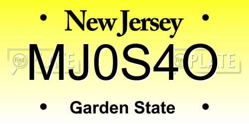 MJ0S4O New Jersey License Plate
