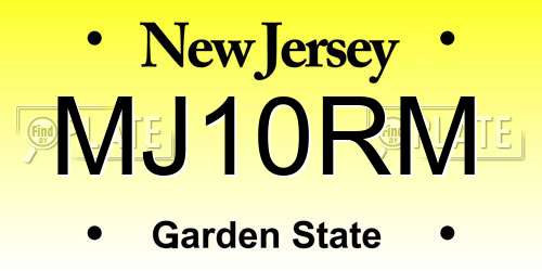 MJ10RM New Jersey License Plate