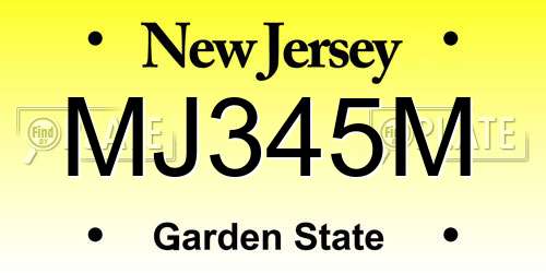 MJ345M New Jersey License Plate