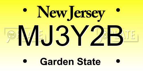 MJ3Y2B New Jersey License Plate