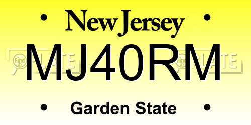MJ40RM New Jersey License Plate