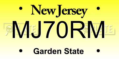 MJ70RM New Jersey License Plate