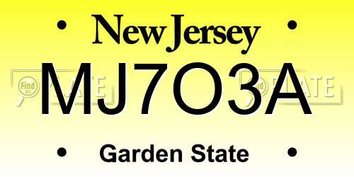MJ7O3A New Jersey License Plate