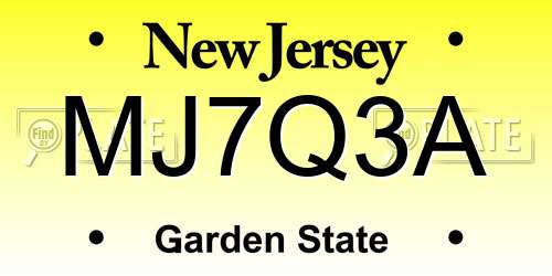 MJ7Q3A New Jersey License Plate