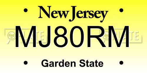 MJ80RM New Jersey License Plate