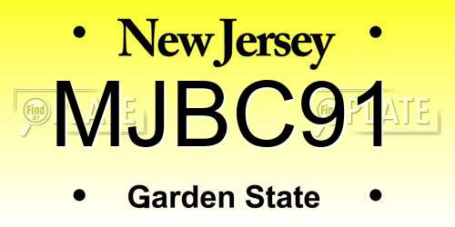 MJBC91 New Jersey License Plate