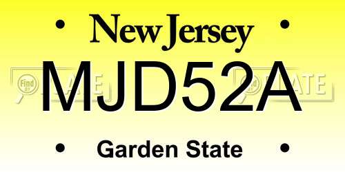 MJD52A New Jersey License Plate