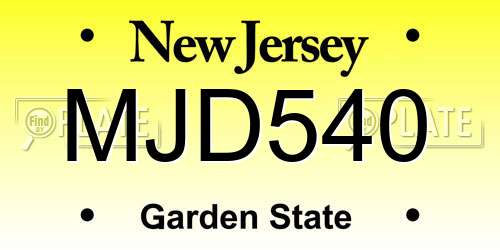 MJD540 New Jersey License Plate