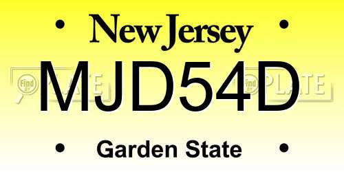 MJD54D New Jersey License Plate