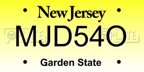 MJD54O New Jersey License Plate