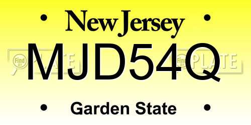 MJD54Q New Jersey License Plate