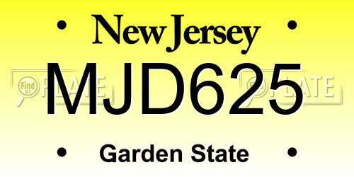 MJD625 New Jersey License Plate