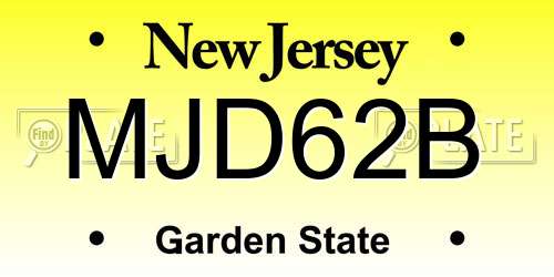 MJD62B New Jersey License Plate
