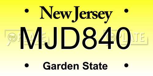 MJD840 New Jersey License Plate