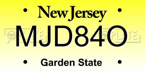 MJD84O New Jersey License Plate