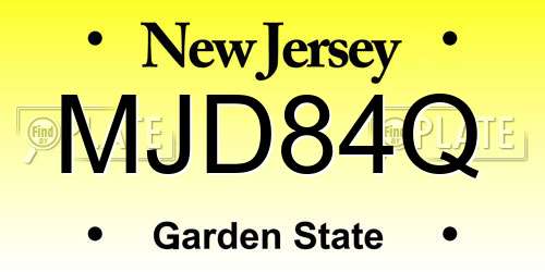 MJD84Q New Jersey License Plate