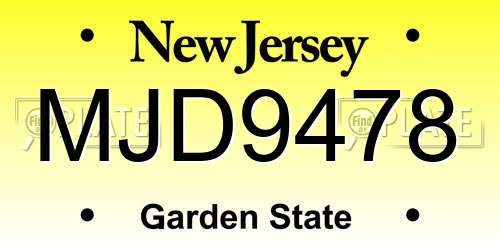 MJD9478 New Jersey License Plate