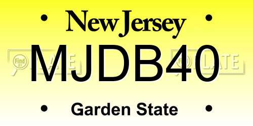 MJDB40 New Jersey License Plate