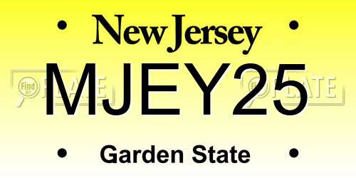 MJEY25 New Jersey License Plate