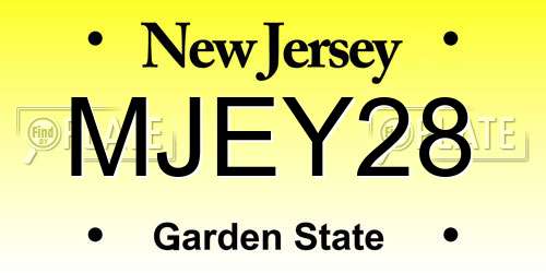 MJEY28 New Jersey License Plate