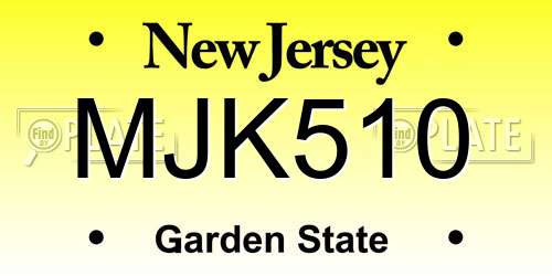 MJK510 New Jersey License Plate