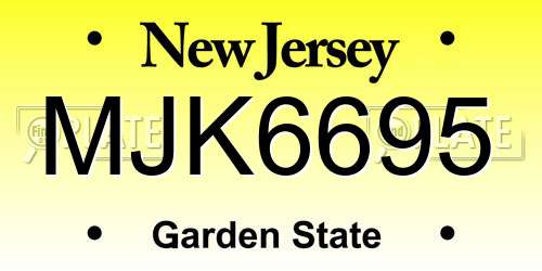 MJK6695 New Jersey License Plate