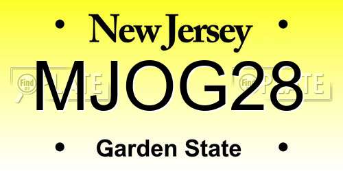 MJOG28 New Jersey License Plate