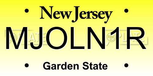 MJOLN1R New Jersey License Plate