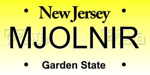MJOLNIR New Jersey License Plate