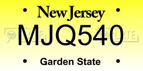 MJQ540 New Jersey License Plate