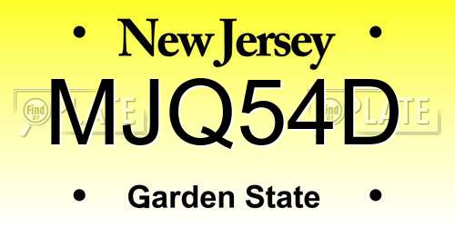 MJQ54D New Jersey License Plate